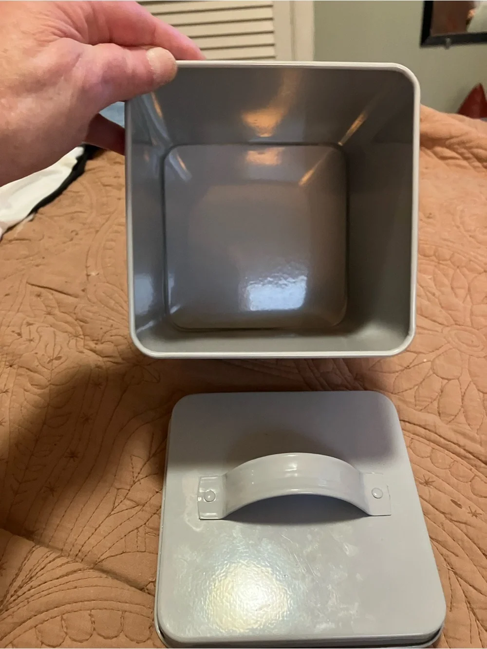 Rae Dunn Paws Off Grey Metal Canister